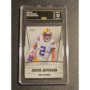 Justin Jefferson 2020 Leaf Draft RS-45 Silver Rookie Football Card GMA 10 LSU